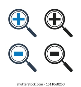 Magnifying Class Icon Set. Flat Style Vector EPS.