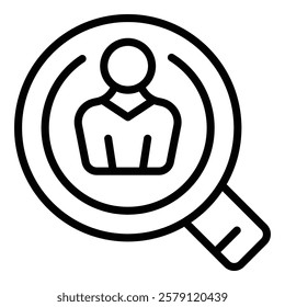 Magnifying client icon outline vector. Customer people. Find audience