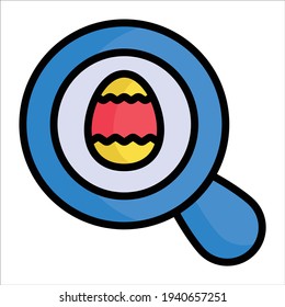 magnifying egg flat line icon 