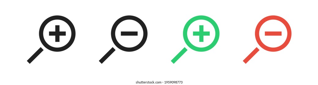 Magnifying galss icon set. Vector magnify symbols collection on white background.