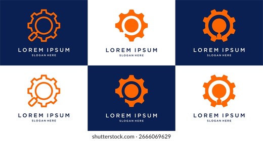 Conjunto de diseño de logotipo de engranaje de aumento Plantilla