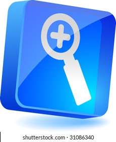 Magnifying glass 3d icon. Vector illustration.