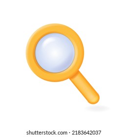 Magnifying glass. 3d loupe for magnify icon, Research, search, analysis concept.