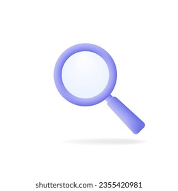 Magnifying glass. 3d magnifier for search, research, inspection, investigation, analysis, monitoring concept. Vector illustration of loupe, lens isolated on white background