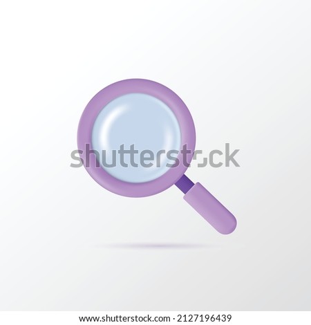 Magnifying glass 3d vector icon illustration design element