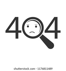 Magnifying glass 404 isolated on white background. Vector illustration. Eps 10.