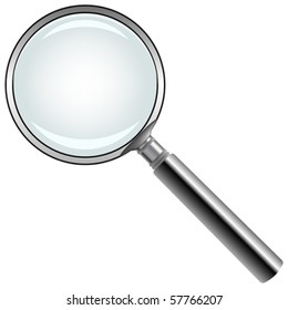 magnifying glass against white background, abstract vector art illustration