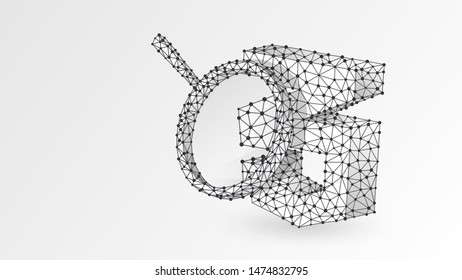 Magnifying glass Analysis of Cascading Style Sheets coding language sign, css. Code analytics concept. Abstract, digital, wireframe, low poly mesh, vector white origami 3d illustration. Line, dot