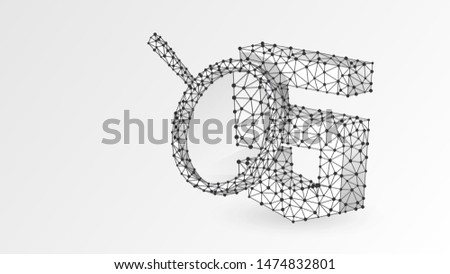 Magnifying glass Analysis of Hypertext Markup Language sign, html. Code analytics, programming concept. Abstract, digital, wireframe, low poly mesh, vector wite origami 3d illustration. Line, dot