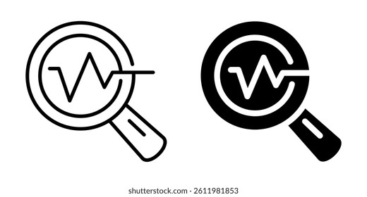 Magnifying glass with analytics graph icon. Silhouette and line style.