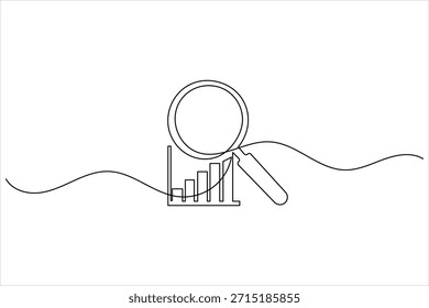 Lupa analisando o gráfico de barras, representando a análise e o crescimento dos dados