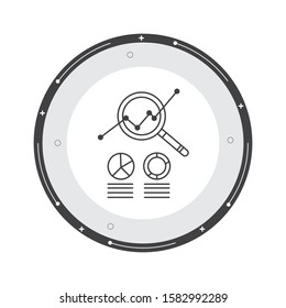Magnifying glass analyzing data icon flat design