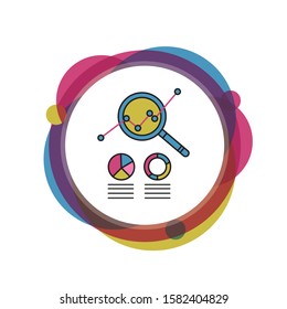 Magnifying glass analyzing data outline icon
