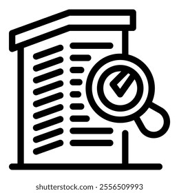 Magnifying glass analyzing a document, concept of audit, search, fact checking, verification, research, analysis, inspection