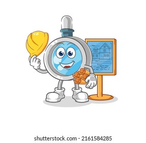 the magnifying glass Architect illustration. character vector