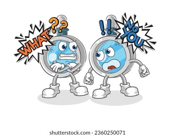 the magnifying glass arguing each other cartoon vector