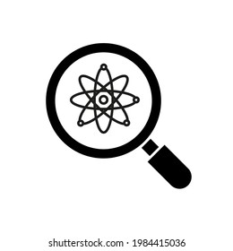 magnifying glass with atom symbol icon vector