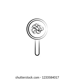 Magnifying glass, Bacteria icon. Element of biology icon for mobile concept and web apps. Hand drawn Magnifying glass, Bacteria icon can be used for web and mobile