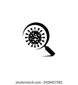 Magnifying glass with bacteria. Icon vector design template in white background.