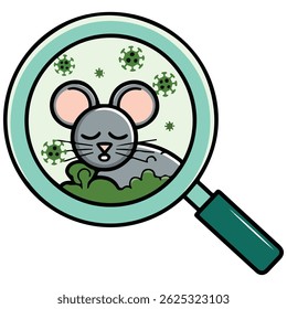 magnifying glass bacteria rat disease isolated vector illustration on white background