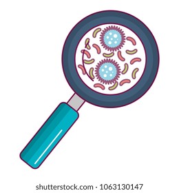 magnifying glass with bacterial culture