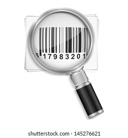 Magnifying glass and bar code, vector eps10 illustration