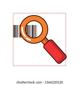 magnifying glass with bar codes icons vector illustration design