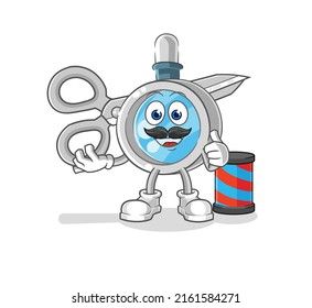 the magnifying glass barber cartoon. cartoon mascot vector
