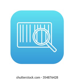 Bildschön gestaltetes Glas- und Strichcode-Symbol für Web-, Mobil- und Infografiken. Vektorweißes Symbol auf dem blauen Farbverlauf-Quadrat mit abgerundeten Ecken einzeln auf weißem Hintergrund.