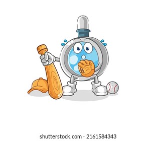 the magnifying glass baseball Catcher cartoon. cartoon mascot vector