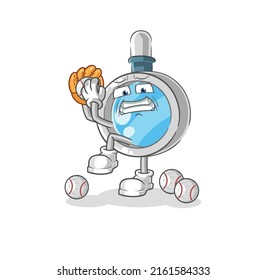 the magnifying glass baseball pitcher cartoon. cartoon mascot vector