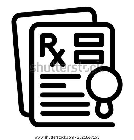 Magnifying glass is being used to carefully examine a medical prescription document