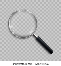 Magnifying glass, big tool instrument with shadow – stock vector