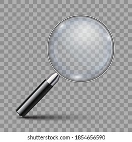 Magnifying glass, big tool instrument with shadow – vector