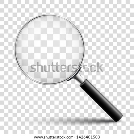 Magnifying glass, big tool with shadow – for stock vector