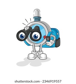 the magnifying glass with binoculars character. cartoon mascot vector