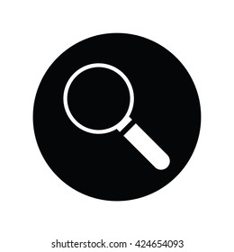 Magnifying glass  in black circle . Vector illustration