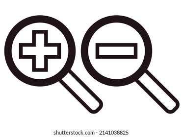 Magnifying glass black icon to enlarge or reduce.