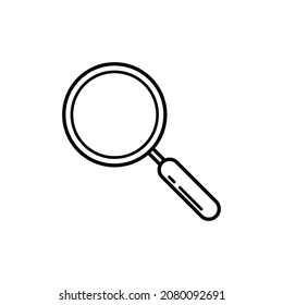 Magnifying glass with black lines on a white background.
