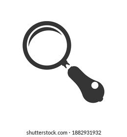 Magnifying glass. Black and white silhouette icon. Vector logo image