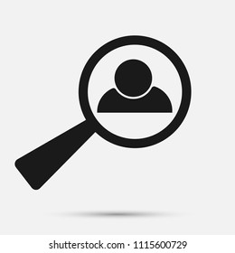 Magnifying glass black,Search for employees,Office business people icon,three men wearing a suits.vector illustration