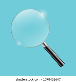 Magnifying Glass Blue Background With Gradient Mesh, Vector Illustration