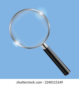 Magnifying glass With Blue Background With Gradient Mesh  Vector Illustration