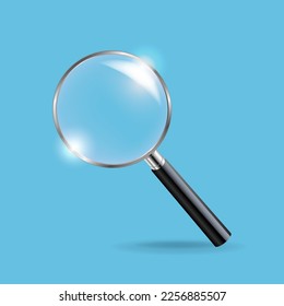 Magnifying glass With Blue Background With Gradient Mesh  Vector Illustration