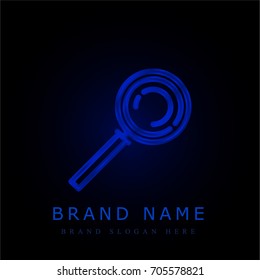 Magnifying glass blue chromium metallic logo