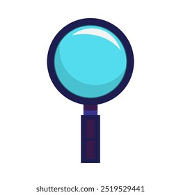 Magnifying glass with blue gear and handles suitable for technology, research, and innovation concepts ideal for presentations, websites, and blogs