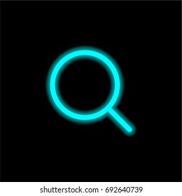 Magnifying glass blue glowing neon ui ux icon. Glowing sign logo vector