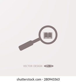 lupa con icono del vector del libro