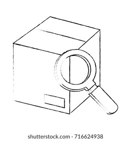 magnifying glass with box