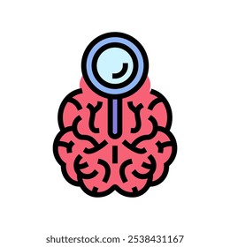 magnifying glass brainstorm color icon vector. magnifying glass brainstorm sign. isolated symbol illustration
